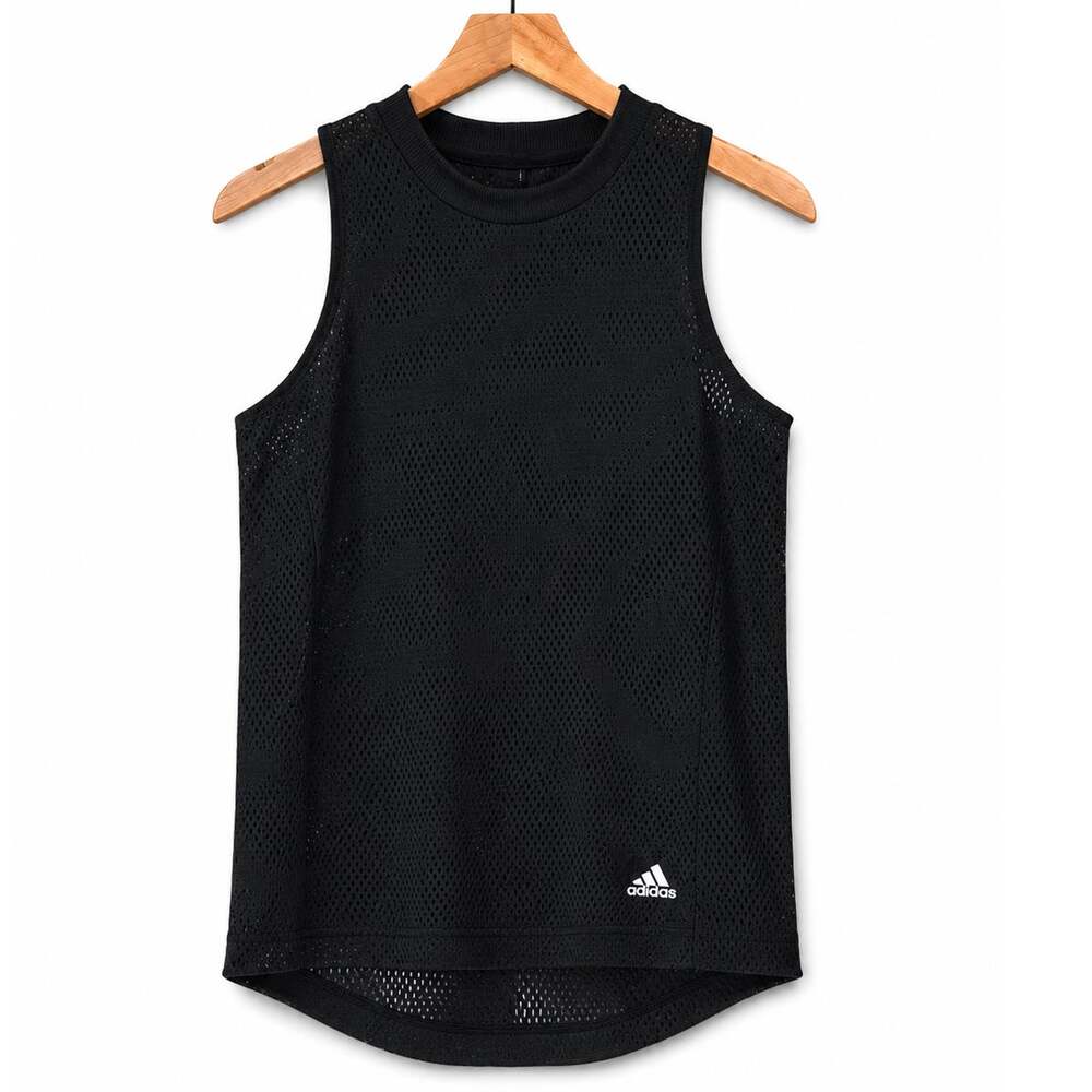 adidas Mesh Sleeveless Tank Top Black 3 Stripe Athletic XS